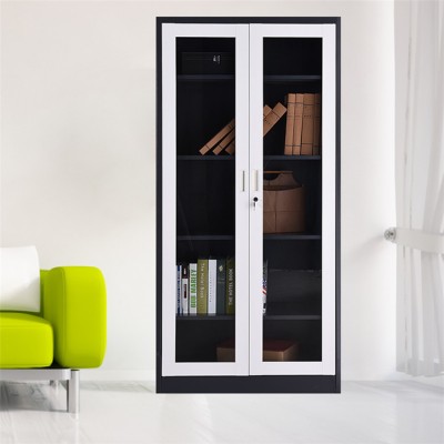 New design swing 2 door metal glass cabinet cupboards for office with hig quality